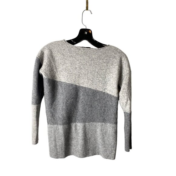 FATE WOMEN'S GRAY COLORBLOCK WOOL CASHMERE PULLOVER SWEATER SZ S - Picture 1 of 3